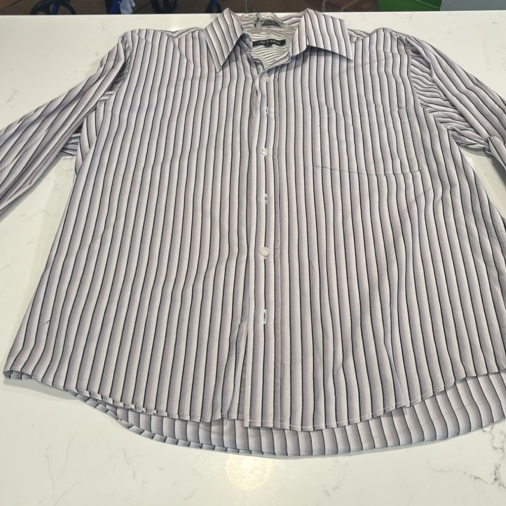 Linea Dome Gray Striped Long Sleeve Men's Shirt